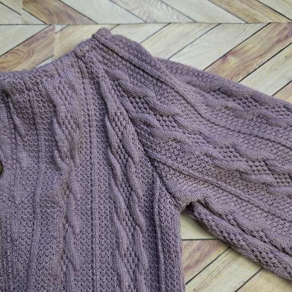 Boho Baby Girl Cable Knit Long Sleeve Sweater Romper Dusty Lavender One-Piece - Picture 6 of 10